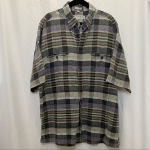 Leo Chevalier Design vintage cotton plaid button down short sleeve, size L